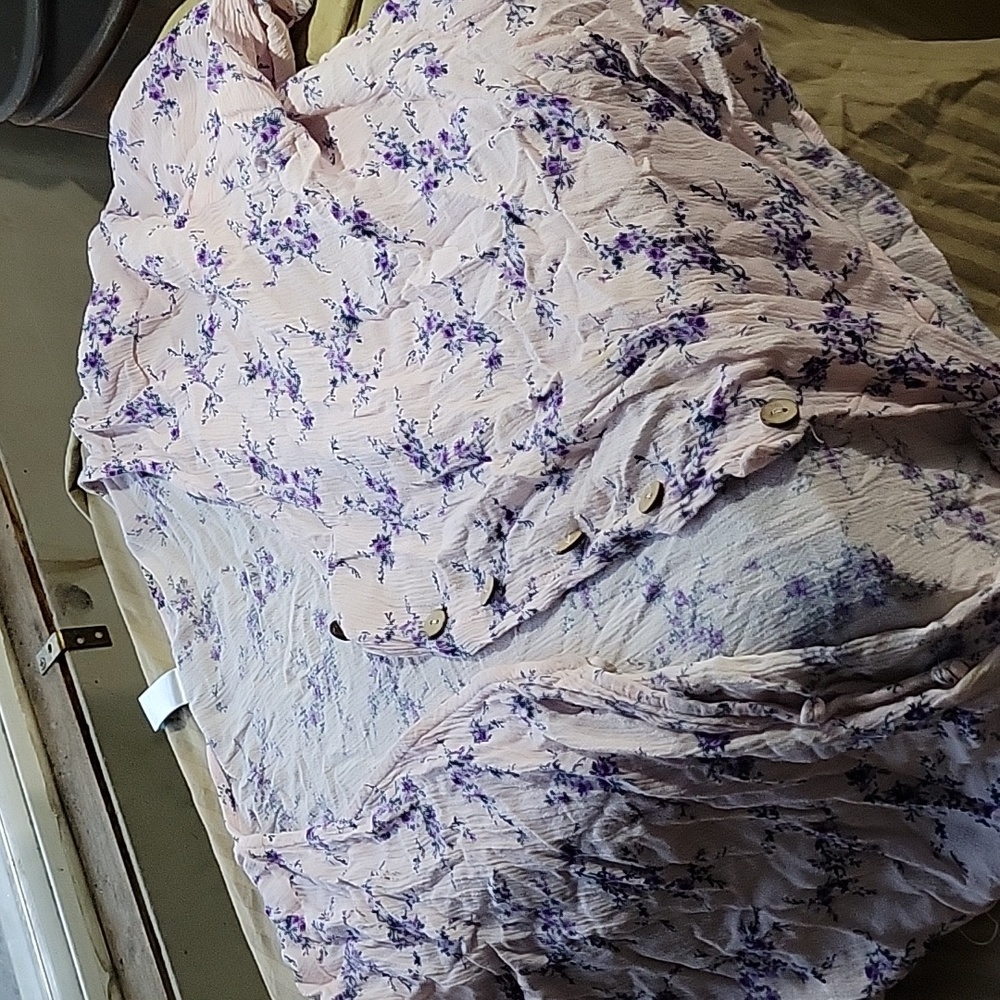 Purple flower print pink shirt